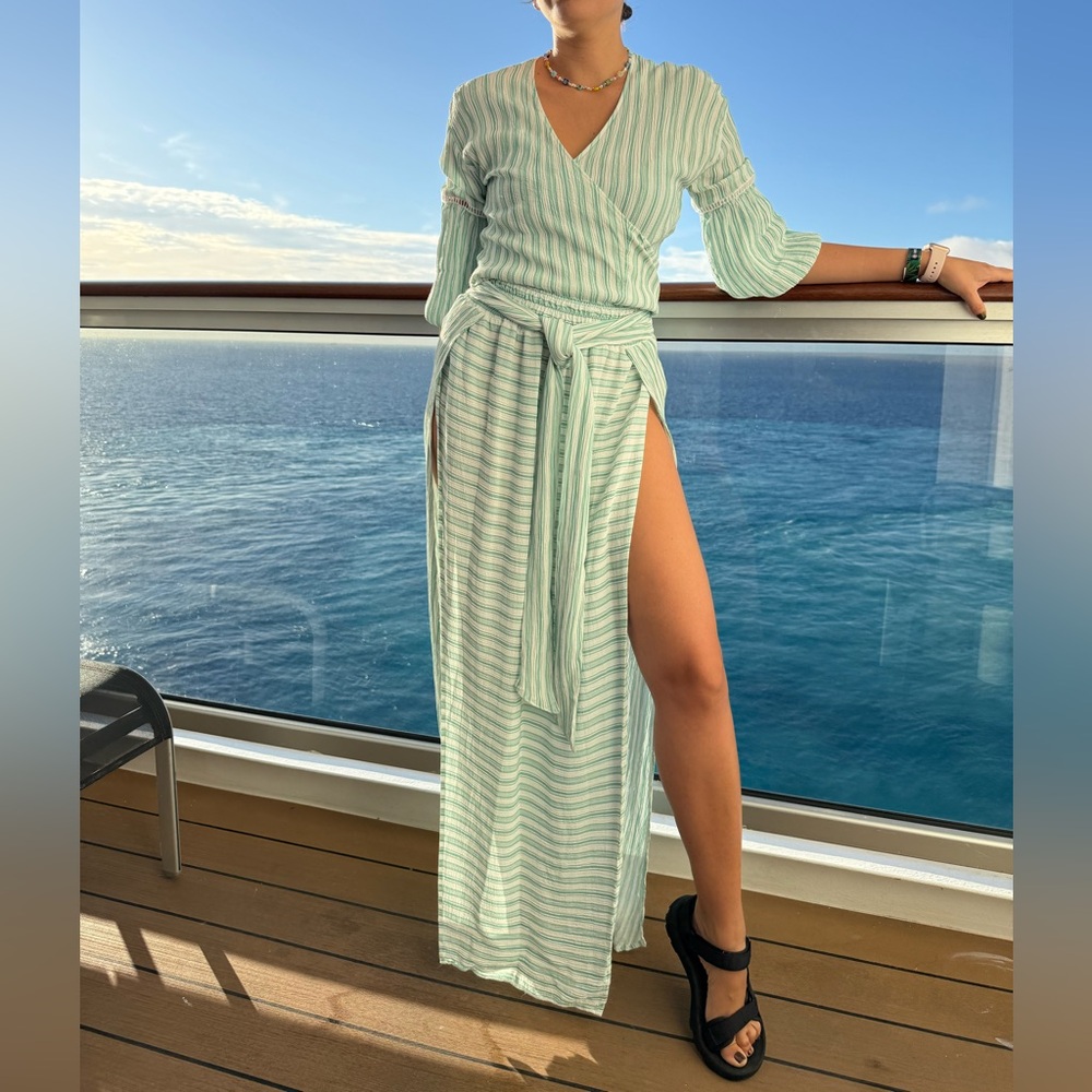 Agua Bendita x Revolve Beachwear Set Stripes Angie Top and Maxi Skirt Size S
